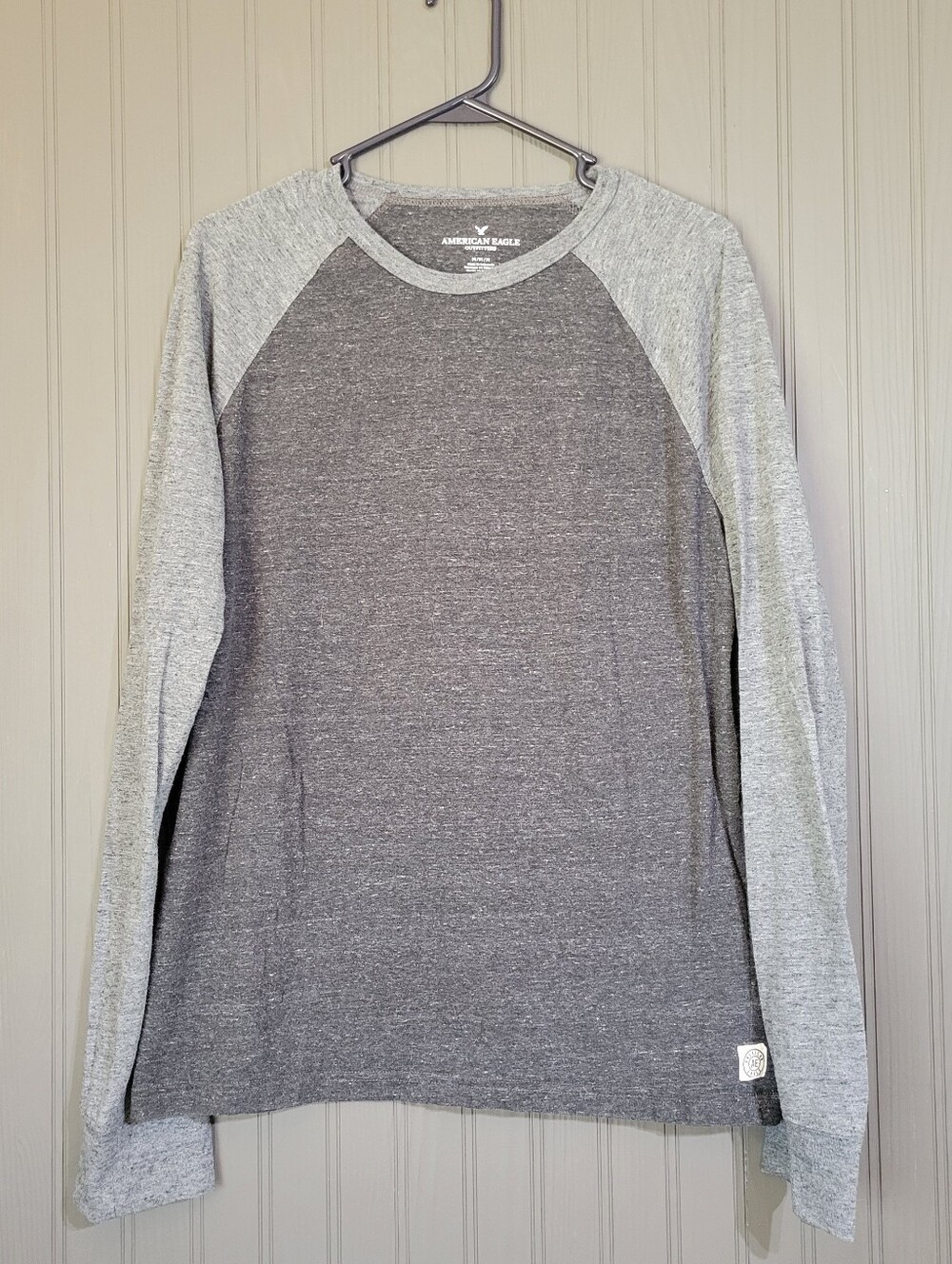American Eagle Raglan Long Sleeve Shirt Baseball Shirt Crewneck Gray Men's MD